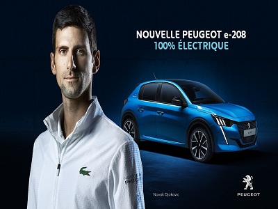 Novak Djokovic prête son image à la firme Peugeot © Courtesy of Automobiles Peugeot