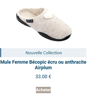 Mule femme en fibre de polyester recyclee ecru 